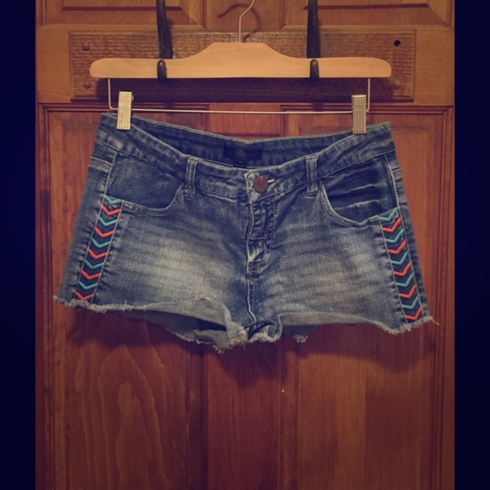 Size 11 Denim Cut-Offs with Chevron Print